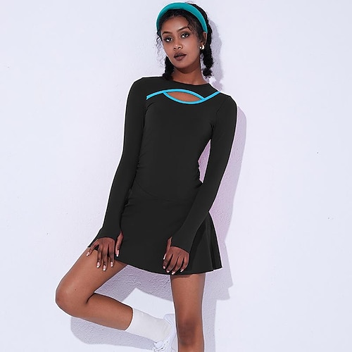 

Women's Tennis Dress With Pockets Quick Dry Moisture Wicking Sleeveless Dress With Inner Shorts Solid Color Summer Gym Workout Tennis Golf / Lightweight