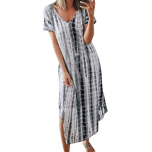 

Women's Pajamas Nightgown Nighty Pjs Tie Dye Fashion Comfort Home Daily Polyester V Wire Short Sleeve Spring Summer Green Blue