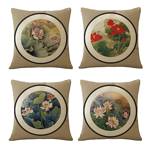 

Vintage Floral Double Side Cushion Cover 4PC/set Soft Decorative Square Throw Pillow Cover Cushion Case Pillowcase for Sofa Bedroom Superior Quality Machine Washable