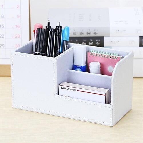 

Pen Holder Cup Multifunction Big Capacity PU Leather for Office Men Home