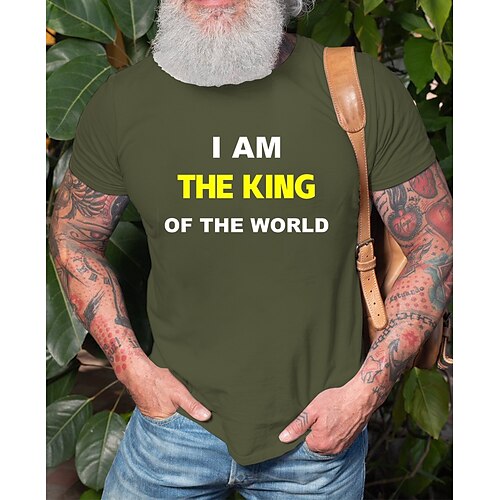 

Men's T shirt Hot Stamping Letter Round Neck Casual Daily Print Short Sleeve Tops Simple Basic Blue Black Gray