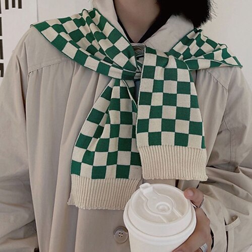 

Women's Shrug Check Pattern Knitted Plaid Shrugs Stylish Elegant Long Sleeve Sweater Cardigans V Neck Spring Summer Green Blue Black