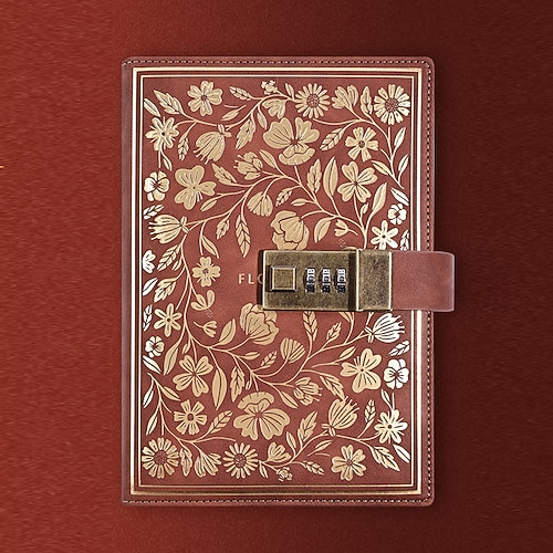

Lined Notebook Lined B6 4.9×6.9 Inch Solid Color PU SoftCover with Lock Button 224 Pages Notebook for School Office Business