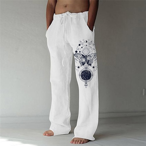 

Hombre Pantalones Pantalones de playa Corte Recto Impresión 3D Diseño de cordón elástico Bolsillo delantero Mariposa Estampados Comodidad Suave Casual Diario Para vacaciones Moda Design Blanco