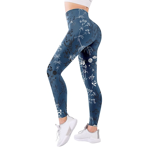 

Women's Trousers Sports Tights 3D Print Print Full Length Pants Fitness Yoga Stretchy Multi Color Outdoor Sports Mid Waist Blue S M L XL XXL