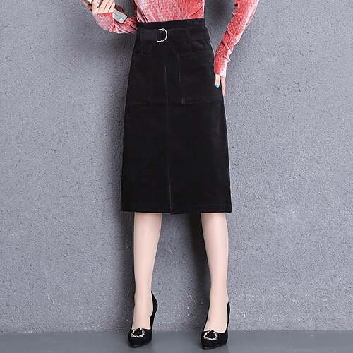 

Women's Fashion Capris Skirts Tea Party Casual / Daily Solid Colored Split Black M L XL