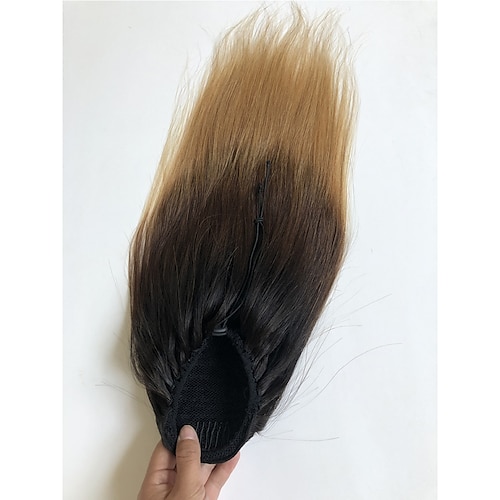 

Human Hair Drawstring Ponytail For Black Women 8A Brazilian Virgin Straight 95-100g Clip In Ponytail Extension One Piece Human Hair Pieces Gradient T1B4/27