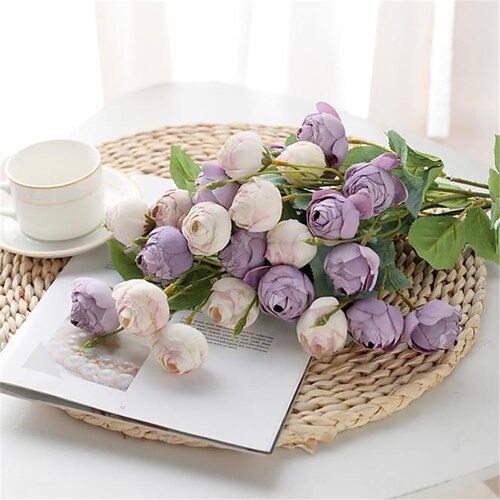 

Artificial Flower Fabric Retro Tabletop Flower Rose