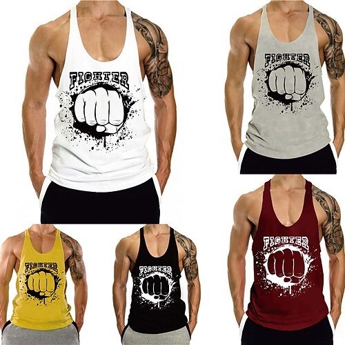 

Men's Tank Top Vest Hot Stamping Graphic Prints Hand Letter Plus Size Crew Neck Daily Sports Print Sleeveless Tops Fashion Classic Designer Hawaiian White Black Gray