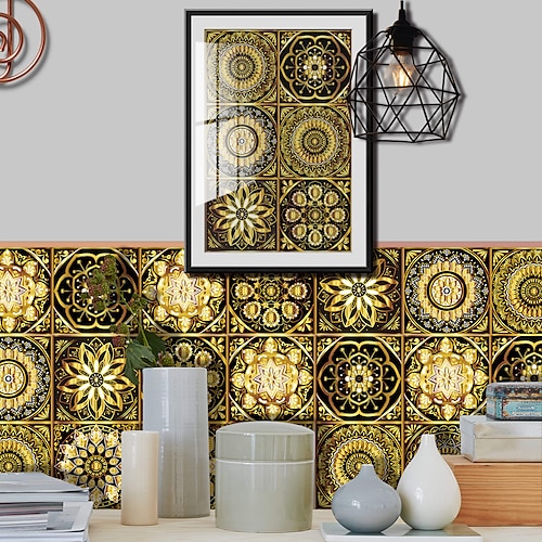 

Kitchen Oil-proof And Waterproof Tile Stickers Crystal Film Pure Tulip Mandala Pattern Tile Renovation Thickened Wall Stickers