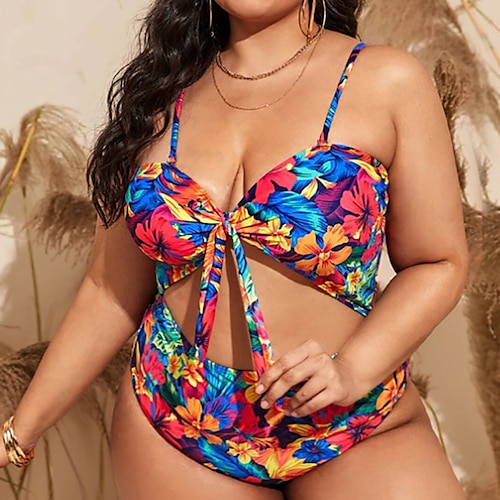 

Mujer Bañadores Una pieza Monokini Trajes de baño Talla Grande Traje de baño Estampado Floral Azul Piscina Con Tirantes Trajes de baño nuevo Vacaciones Sensual / Moderno / Sujetador Acolchado