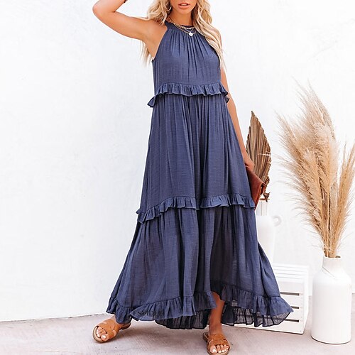 

Mulheres Vestido casual Vestido Swing Vestido Longo Vestido Maxi Azul Rosa Branco Sem Manga Cor imaculada Franzido Primavera Verão Nadador Final de semana Ajuste Largo 2022 S M L