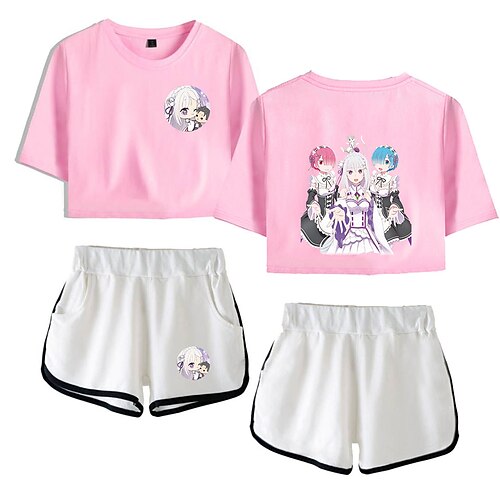 

Inspired by Re:Zero Starting Life in Another World Cosplay Outfits Crop Top 100% Polyester Anime Harajuku Graphic Shorts For Women's