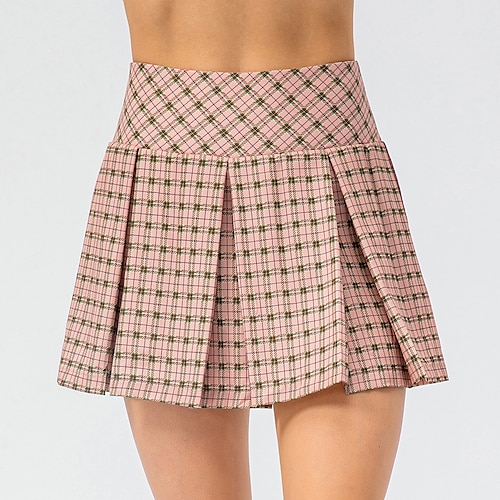 

YUERLIAN Women's Tennis Skirts Golf Skirts Pleated Skirts With Pockets Quick Dry Moisture Wicking Skirt With Inner Shorts High Waisted Plaid Summer Gym Workout Tennis Golf / Lightweight