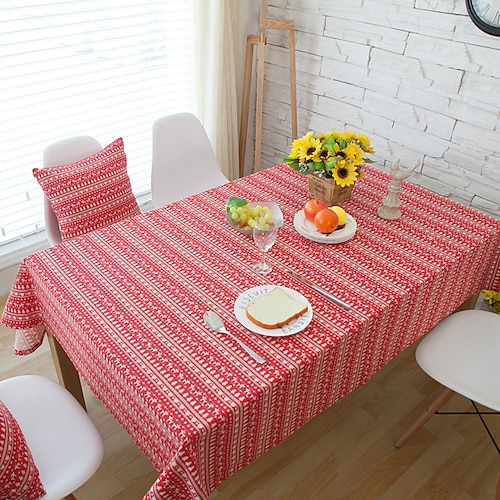 

Pastoral Tablecloth Cotton Linen Fabric Table Cloth - Washable Table Cover with Dust-Proof Wrinkle Resistant for Restaurant, Picnic, Indoor and Outdoor Dining, Floral