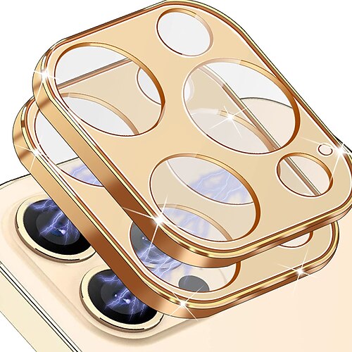 

[2PCS] Metal Camera Lens Protector Full Coverage Compatible for iPhone 14 13 12 Pro Max mini 11 Pro Max Tempered Glass Shock Water-Proof Shatter Scratch-Resistant Case Friendly