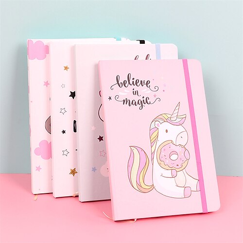 

4 pcs Lined Notebook Lined A5 5.8×8.3 Inch A6 4.1×5.8 Inch A7 2.9×4.1 Inch Kawaii Cartoon Cute Paper Hardcover Portable 200 Pages Notebook for School Office Student