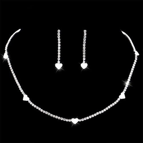 

Bridal Jewelry Sets 2pcs Rhinestone Alloy 1 Necklace Earrings Women's Dainty Personalized Stylish Heart Vintage Style Princess irregular Jewelry Set For Christmas Street Carnival