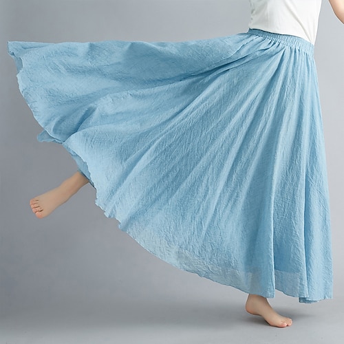 

Women's Swing Cotton Polyester Rust Red Shallow cowboy Primrose Yellow Nicholas Blue Skirts Spring & Fall Pleated Lined Elegant Casual Daily 85cm 95cm / Loose Fit Long Skirt