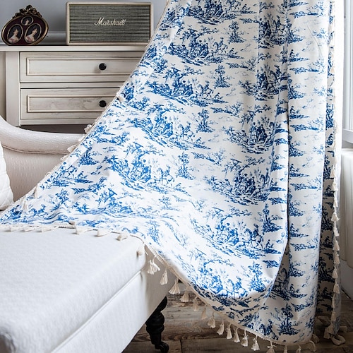 

1 Panel Home Curtain Drapes Cotton Linen Semi-Blackout Room Darkening Ruffle Farmhouse Window Treatments Living Room Bedroom Nursery