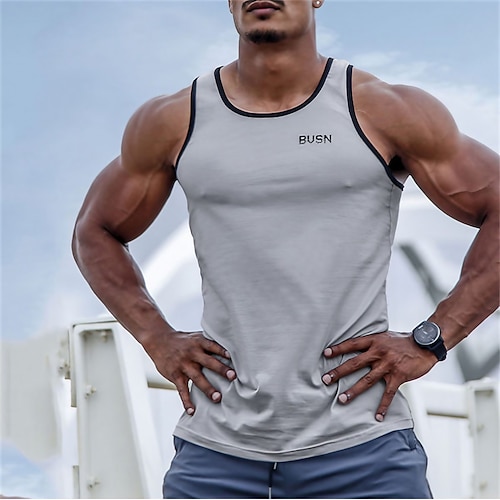 

Men's Tank Top Vest Top Undershirt Sleeveless Shirt Solid Color Crew Neck Hot Stamping Street Casual Sleeveless Print Clothing Apparel Sports Fashion Comfortable