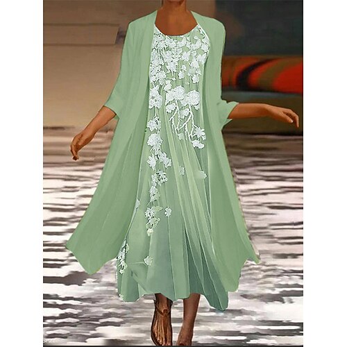 

Women's A Line Dress Midi Dress Green Blue Pink Half Sleeve Floral Print Summer Crew Neck Vintage 2022 S M L XL XXL 3XL