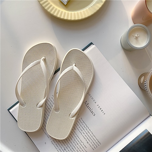 

Women's Unisex Slippers Flat Sandals Flat Heel Round Toe Open Toe Elegant Casual Daily PVC Loafer Spring Summer Solid Colored White Black