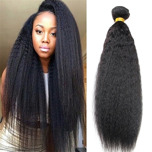 

Brazilian Virgin Hair Kinky Straight 3 Bundles Remy Human Hair Weaves For Black Women 100% Unprocessed Brazilian Straight Hair Extensions 1B 8-26 Inch