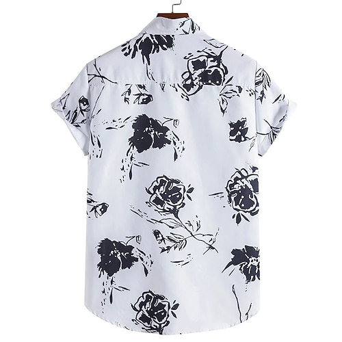 

Men's Shirt Ink Painting Turndown Street Casual Button-Down Short Sleeve Tops Casual Fashion Breathable Comfortable White