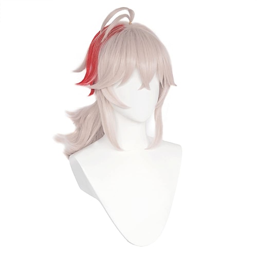 

Kazuha Genshin Cosplay Wig Beige Red Gradient Low Ponytail with Bangs (Gray)