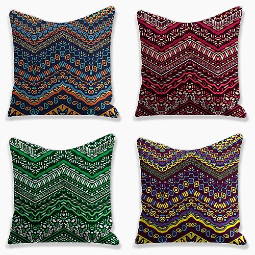 

Wavy Double Side Cushion Cover 4PC Soft Decorative Square Throw Pillow Cover Cushion Case Pillowcase for Bedroom Livingroom Superior Quality Machine Washable Indoor Cushion for Sofa Couch Bed Chair