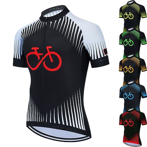 

21Grams Men's Cycling Jersey Short Sleeve Bike Top with 3 Rear Pockets Mountain Bike MTB Road Bike Cycling Breathable Quick Dry Moisture Wicking Reflective Strips White Green Yellow Graphic Polyester