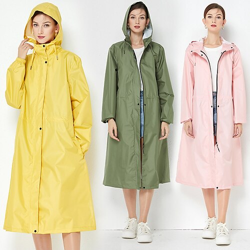 

Men's Women's Rain Poncho Waterproof Hiking Jacket Rain Jacket Summer Outdoor Waterproof Breathable Quick Dry Lightweight Outerwear Windbreaker Raincoat Fishing Climbing Running Light Khaki Sea Blue