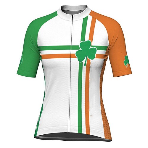 

21Grams Women's Short Sleeve Cycling Jersey Leaf Bike Top Mountain Bike MTB Road Bike Cycling White Spandex Polyester Breathable Quick Dry Moisture Wicking Sports Clothing Apparel / Athleisure