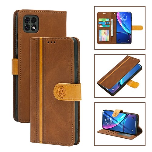 

Phone Case For Samsung Galaxy Wallet Card S21 S20 Ultra Plus FE A72 A52 A42 Shockproof Card Holder Slots Magnetic Flip Solid Colored PU Leather
