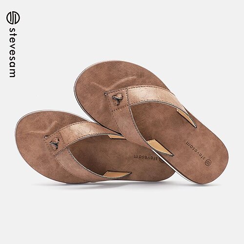 

PU Leather Beach Summer Casual Flip Flop Sandals,Home Slipper Shower Slippers Bathroom Sandals