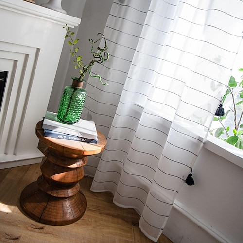 

1 Panel Home Curtain Drapes Cotton Linen Semi-Blackout Room Darkening Ruffle Farmhouse Window Treatments Living Room Bedroom Nursery