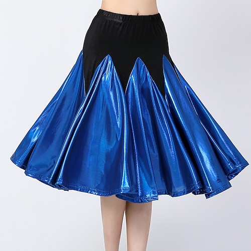 

Ballroom Dance Skirts Ruching Pure Color Splicing Women's Training Performance High Polyester