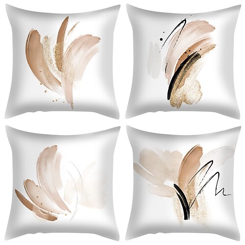 

Simple Short Plush Soft Double Side Cushion Cover 4PC Soft Decorative Square Throw Pillow Cover Cushion Case Pillowcase for Bedroom Livingroom Superior Quality Machine Washable Indoor Cushion for Sofa Couch Bed Chair
