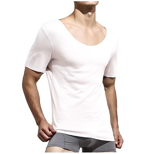 

Men's T shirt Solid Colored Round Neck Casual Sports Print Half Sleeve Tops Casual Muscle White Black