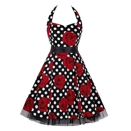 

Women's A Line Dress Short Mini Dress Blue Black Pink Wine Red Sleeveless Floral Polka Dot Lace up Mesh Print Spring Summer Halter Neck Stylish Casual 2022 S M L XL XXL 3XL