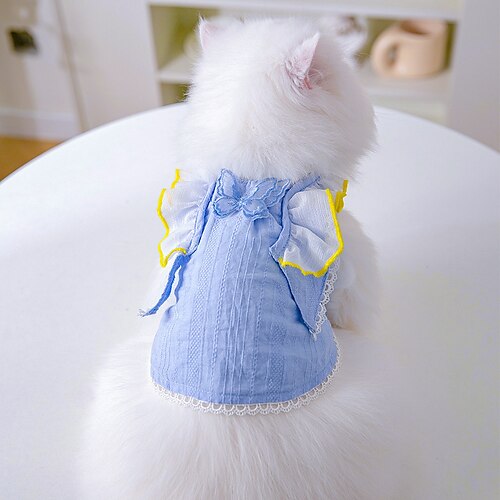 

Dog Cat Dress Bowknot Fashion Cute Sports Casual / Daily Dog Clothes Puppy Clothes Dog Outfits Soft Blue Costume for Girl and Boy Dog Cloth XS S M L XL 2XL