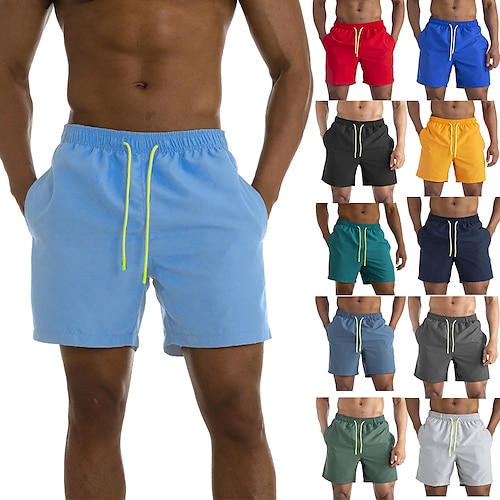 

Homens Shorts de Natação Calção Justo de Natação Bermuda de Surf Calças Respirável Secagem Rápida Leve Com Cordão Forro de malha Com bolsos - Natação Surfe Praia Esportes Aquáticos Cor Sólida Verão