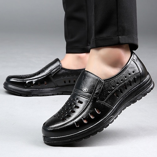 

Men's Loafers Slip-Ons Business Casual Classic Daily Outdoor PU Booties / Ankle Boots Black Spring Summer
