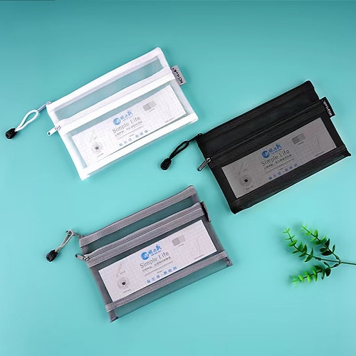 

Pencil Pouch Slim Lightweight With Zipper Nylon for School Office Student