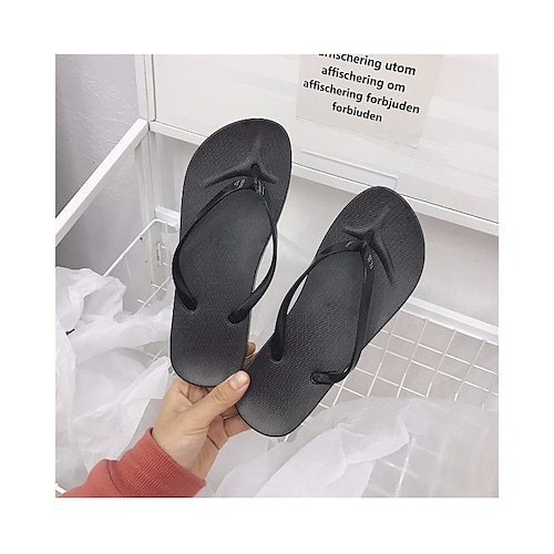 

Women's Slippers Flip-Flops Flat Sandals Flat Heel Round Toe Open Toe Elegant Casual Daily PVC Loafer Spring Summer Solid Colored Black Rosy Pink