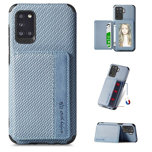 

Phone Case For Samsung Galaxy Back Cover S21 S20 Ultra Plus FE A72 A52 A42 Note 10 Note 10 Plus A21s Note 20 Galaxy A22 5G Galaxy A22 4G Galaxy Note9 Portable Card Holder with Stand Solid Colored TPU