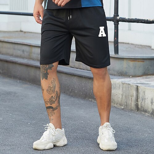 

Men's Stylish Classic Style Active Shorts Elastic Drawstring Design Front Pocket Print Short Pants Sports Outdoor Casual Graphic Prints Letter Cotton Blend Comfort Breathable Mid Waist 1 2 3 4 5 S M