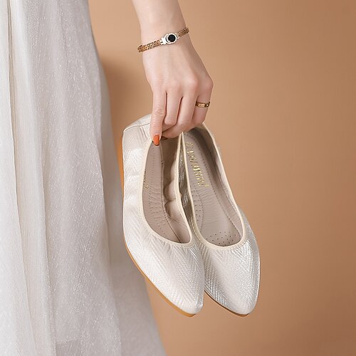 

Women's Flats Formal Shoes Flat Heel Pointed Toe Closed Toe Elegant Sweet Daily Office Cotton Loafer Spring Summer Solid Colored Almond Black Blue