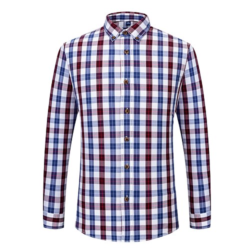 

Men's Dress Shirt Casual Shirt Shirt Plaid Square Neck Street Casual collared shirts Long Sleeve Tops Business Elegant Casual Fashion Black / White Blue-Green Blue